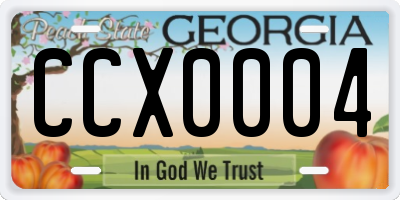 GA license plate CCX0004