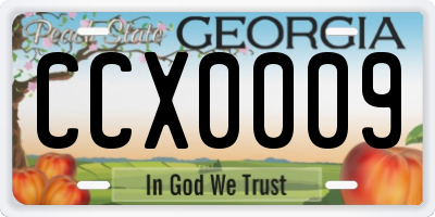GA license plate CCX0009