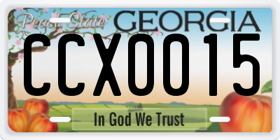 GA license plate CCX0015