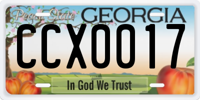 GA license plate CCX0017