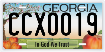GA license plate CCX0019
