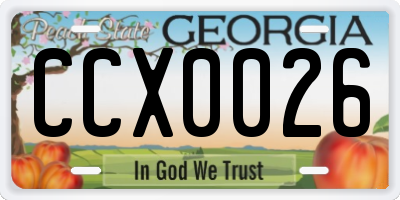 GA license plate CCX0026