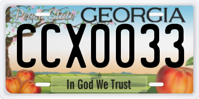 GA license plate CCX0033
