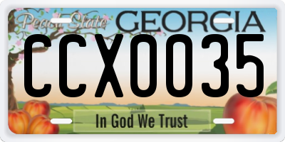 GA license plate CCX0035