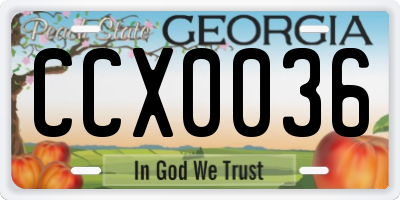 GA license plate CCX0036