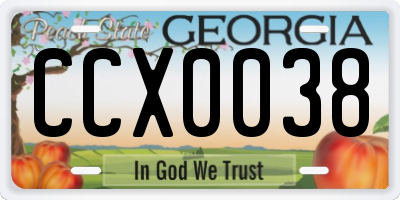 GA license plate CCX0038