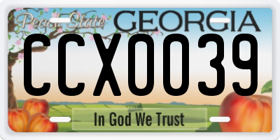 GA license plate CCX0039