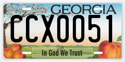 GA license plate CCX0051