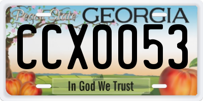 GA license plate CCX0053