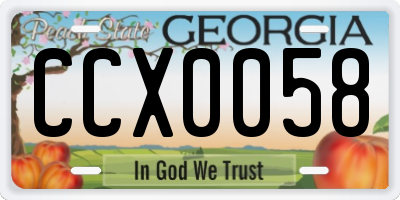 GA license plate CCX0058