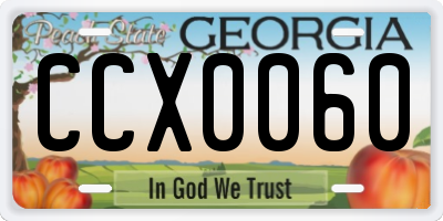 GA license plate CCX0060