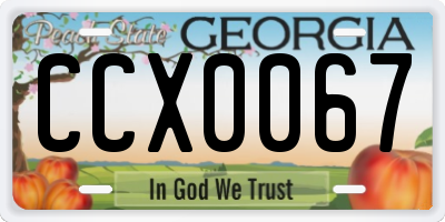 GA license plate CCX0067