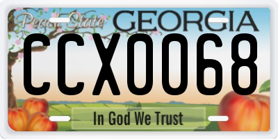 GA license plate CCX0068