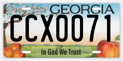 GA license plate CCX0071