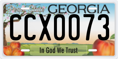 GA license plate CCX0073