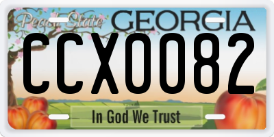GA license plate CCX0082