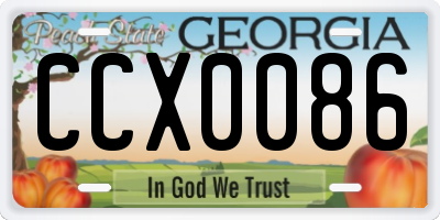 GA license plate CCX0086