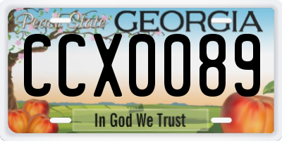 GA license plate CCX0089
