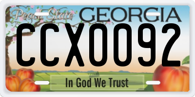 GA license plate CCX0092