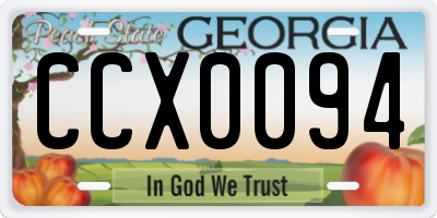 GA license plate CCX0094