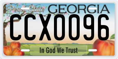 GA license plate CCX0096
