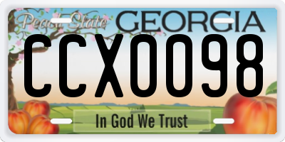 GA license plate CCX0098