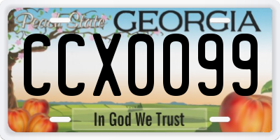 GA license plate CCX0099