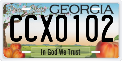 GA license plate CCX0102