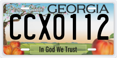 GA license plate CCX0112