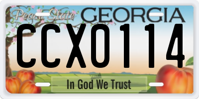 GA license plate CCX0114
