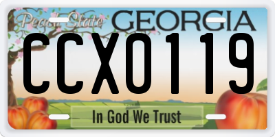 GA license plate CCX0119