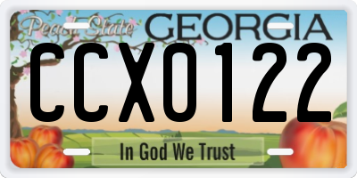 GA license plate CCX0122