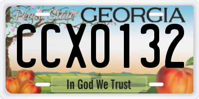 GA license plate CCX0132