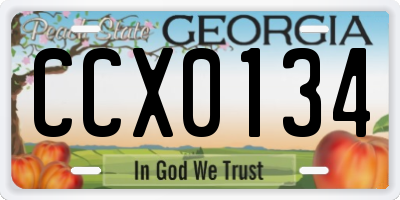GA license plate CCX0134