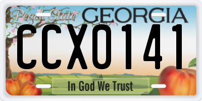 GA license plate CCX0141