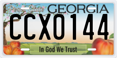GA license plate CCX0144