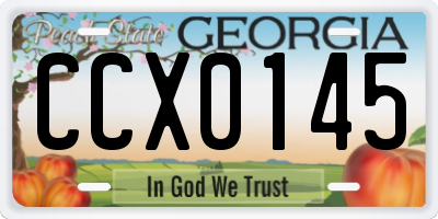 GA license plate CCX0145
