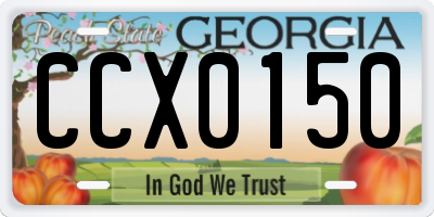 GA license plate CCX0150