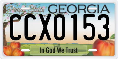 GA license plate CCX0153