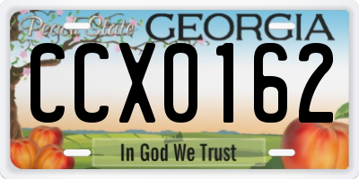 GA license plate CCX0162