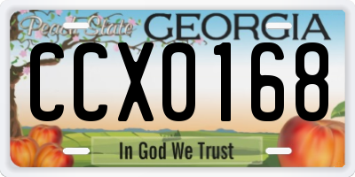 GA license plate CCX0168