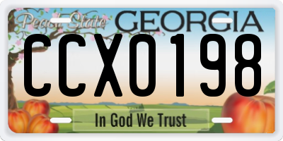 GA license plate CCX0198