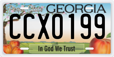 GA license plate CCX0199