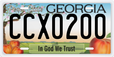 GA license plate CCX0200