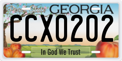GA license plate CCX0202