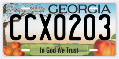 GA license plate CCX0203