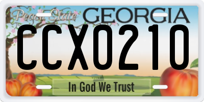 GA license plate CCX0210
