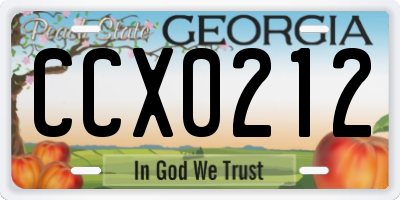 GA license plate CCX0212