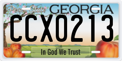 GA license plate CCX0213