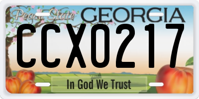 GA license plate CCX0217